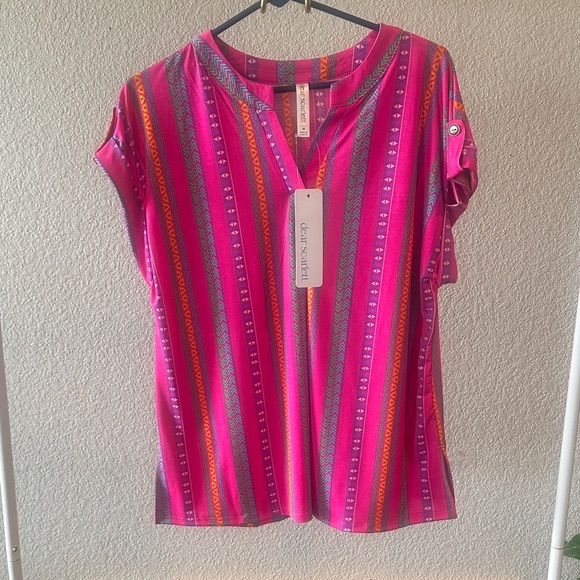 Pink Striped Women's Blouse - Picture 1 of 1